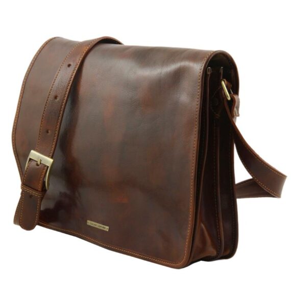 Ανδρική Τσάντα Δερμάτινη Messenger Double 15.6''